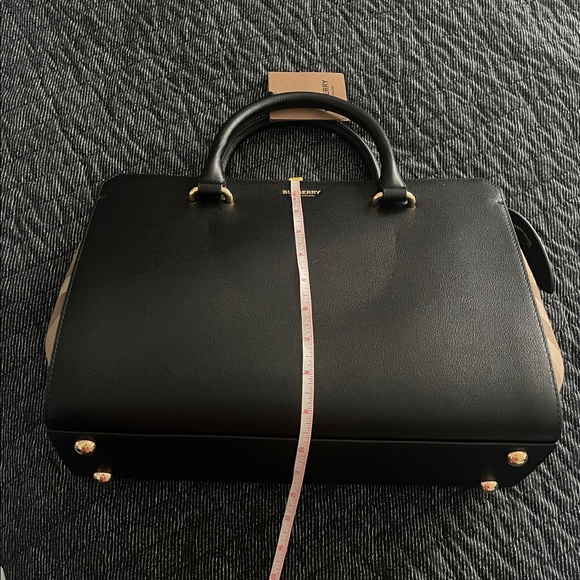 Burberry Black Leather and Tan Checked Canvas Purse - Picture 13 of 14